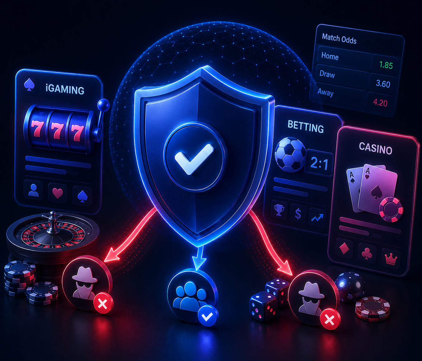 A security shield protecting iGaming, betting, and casino traffic